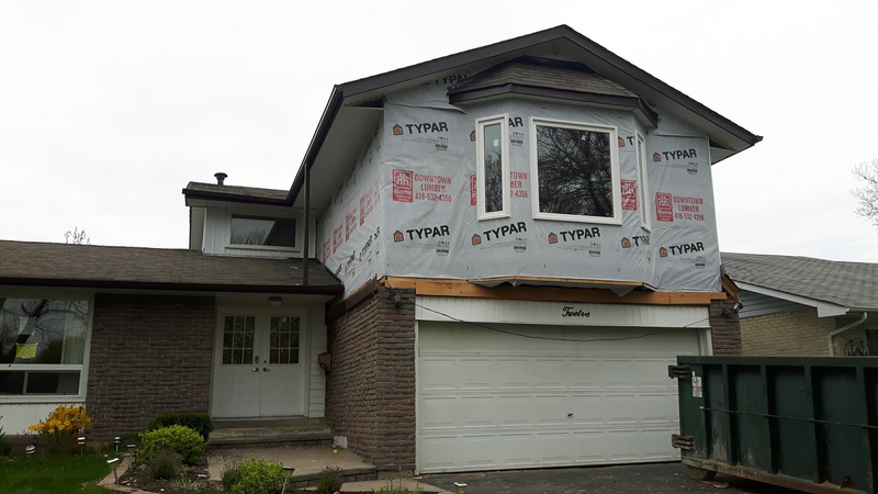 Manefa addition project showing exterior framing and weather barrier progress